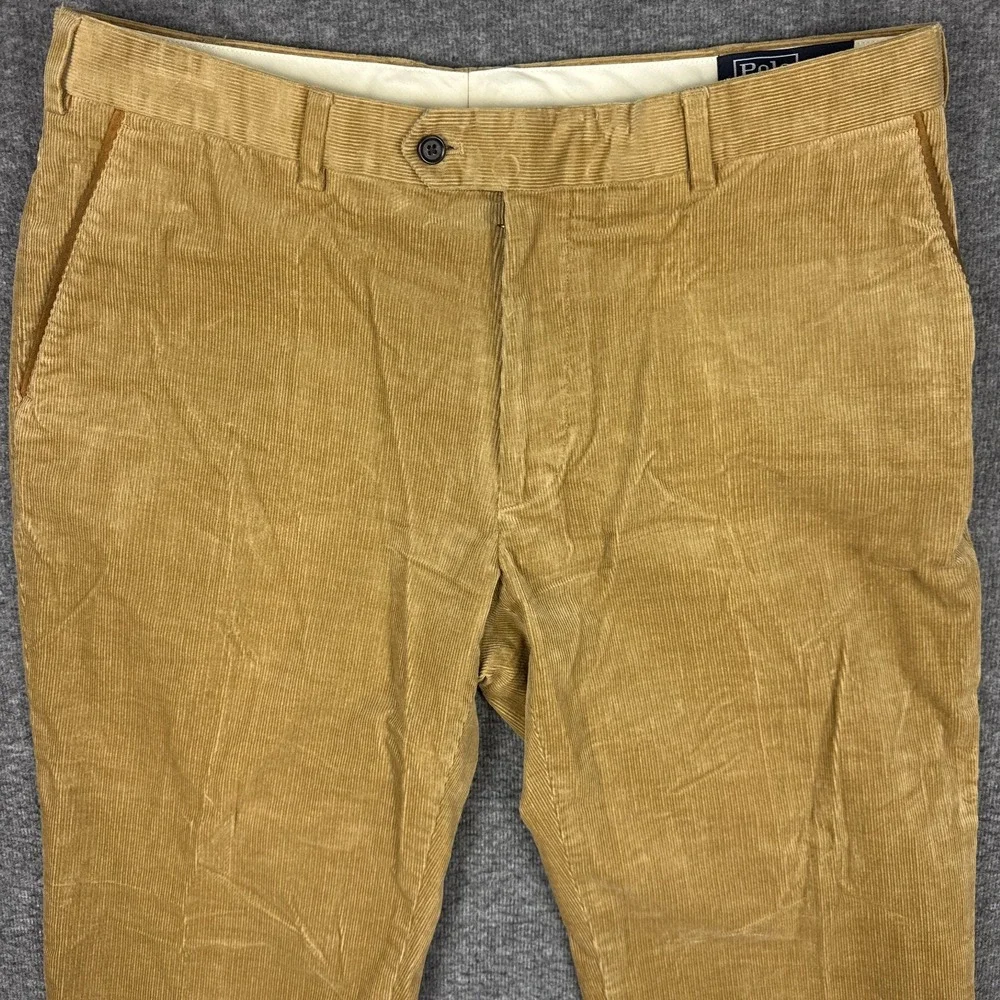 Polo Ralph Lauren Corduroy Pants Mens 38x28* Brown Stretch Vintage Preppy Office
